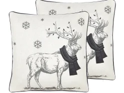 Outlet Beliani Set di 2 cuscini SVEN 45 x 45 cm Nero Modello natalizio Bianco Nero