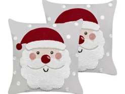 Hot Beliani Set di 2 cuscini SWEETENER Velluto 45 x 45 cm Grigio Bianco Grigio Rosso