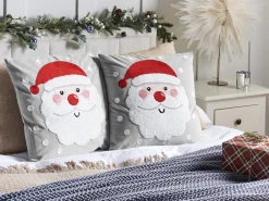 Hot Beliani Set di 2 cuscini SWEETENER Velluto 45 x 45 cm Grigio Bianco Grigio Rosso