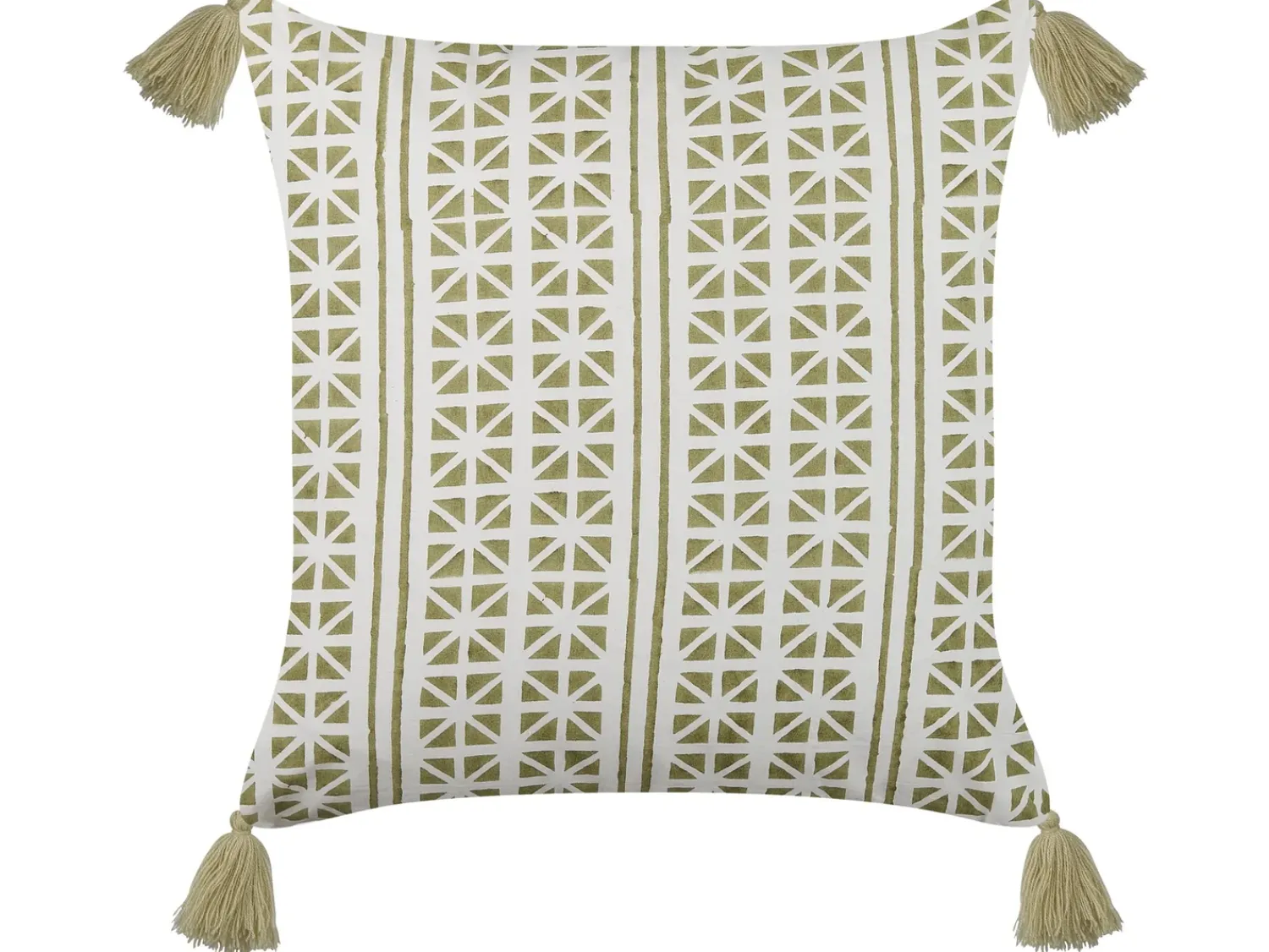Discount Beliani Set di 2 cuscini SYRINGA Cotone 45 x 45 cm Verde Trama geometrica Bianco Verde