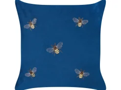 Outlet Beliani Set di 2 cuscini TALINUM Velluto 45 x 45 cm Blu Trama animale Bianco Giallo Marrone Blu