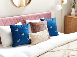 Outlet Beliani Set di 2 cuscini TALINUM Velluto 45 x 45 cm Blu Trama animale Bianco Giallo Marrone Blu