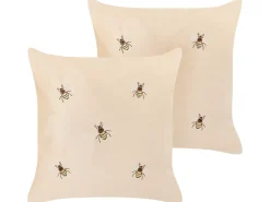 Clearance Beliani Set di 2 cuscini TALINUM Velluto 45 x 45 cm Beige Trama animale Bianco Beige Giallo Marrone