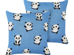 Best Beliani Set di 2 cuscini TALOKAN Cotone 45 x 45 cm Blu Bianco Blu Nero
