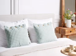 Discount Beliani Set di 2 cuscini TALYA Verde menta Trama a scacchi Bianco Marrone Verde