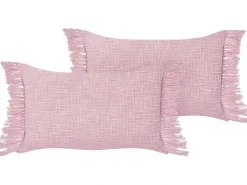 Outlet Beliani Set di 2 cuscini TANSY Cotone 40 x 60 cm Tinta unita Rosa