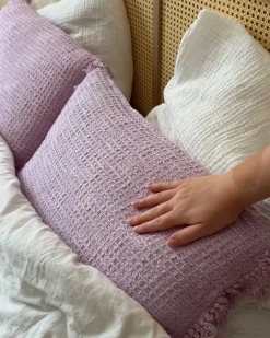 Outlet Beliani Set di 2 cuscini TANSY Cotone 40 x 60 cm Tinta unita Rosa