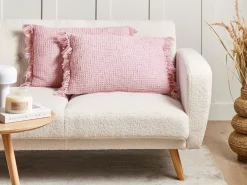 Outlet Beliani Set di 2 cuscini TANSY Cotone 40 x 60 cm Tinta unita Rosa