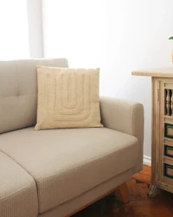 Clearance Beliani Set di 2 cuscini TATSOI Cotone 45 x 45 cm Trama geometrica Beige