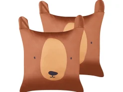 Online Beliani Set di 2 cuscini TEDDYBEAR Cotone 45 x 45 cm Marrone
