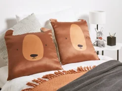 Online Beliani Set di 2 cuscini TEDDYBEAR Cotone 45 x 45 cm Marrone