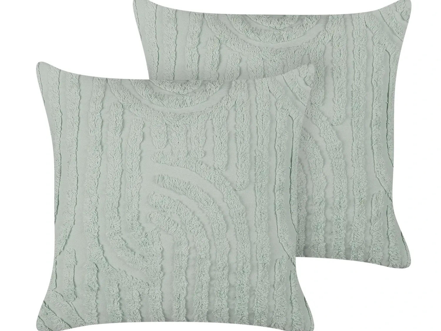 Outlet Beliani Set di 2 cuscini TELLIMA Cotone 45 x 45 cm menta Trama geometrica Verde