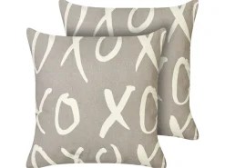 Best Beliani Set di 2 cuscini TELOPEA Cotone 45 x 45 cm Grigio Scritta Bianco Grigio