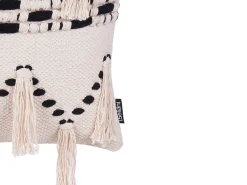 Beliani Set di 2 cuscini THONDI Cotone 45 x 45 cm Beige A strisce Beige Nero