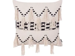 Beliani Set di 2 cuscini THONDI Cotone 45 x 45 cm Beige A strisce Beige Nero