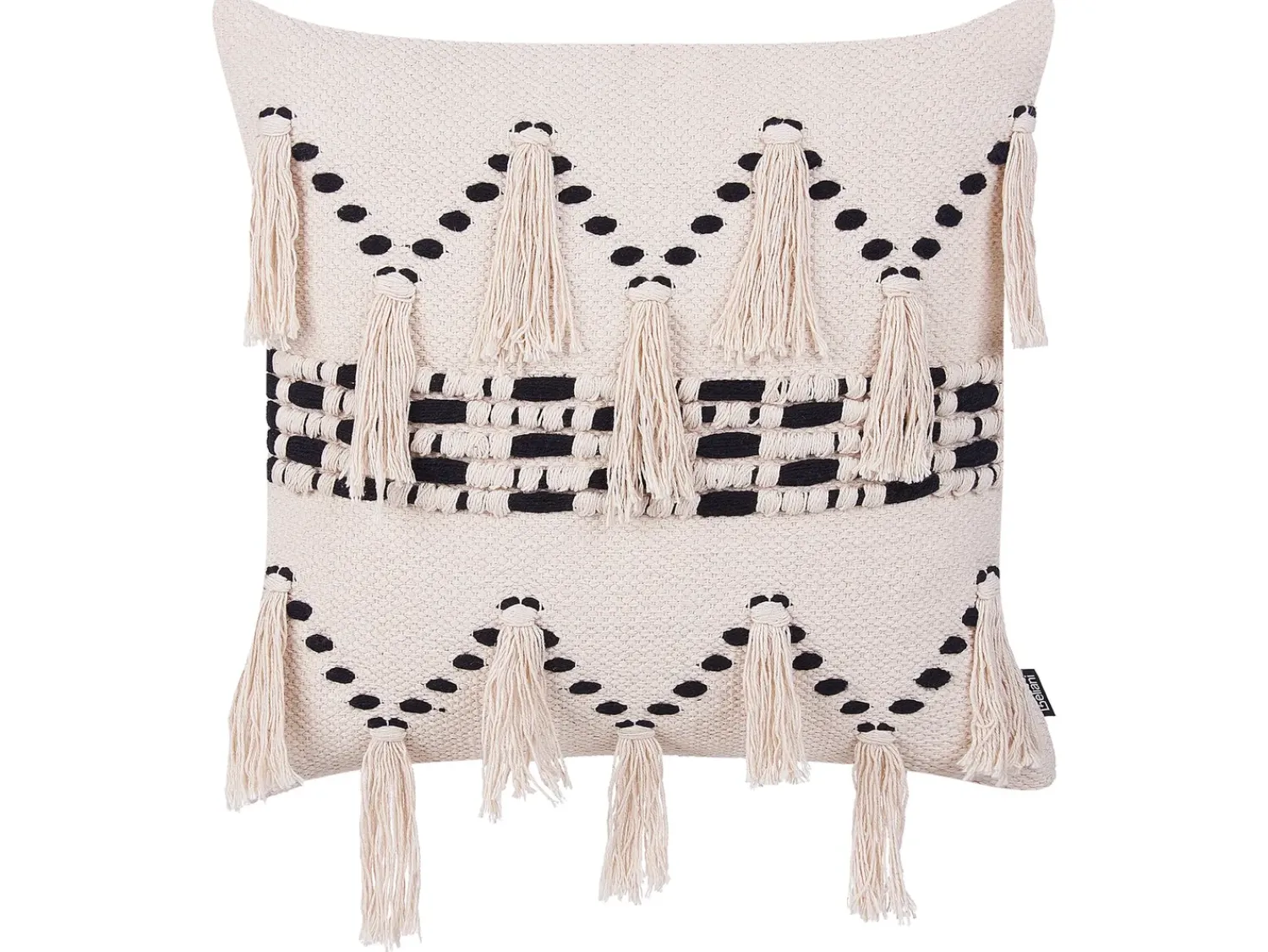 Beliani Set di 2 cuscini THONDI Cotone 45 x 45 cm Beige A strisce Beige Nero