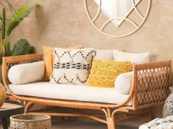 Beliani Set di 2 cuscini THONDI Cotone 45 x 45 cm Beige A strisce Beige Nero