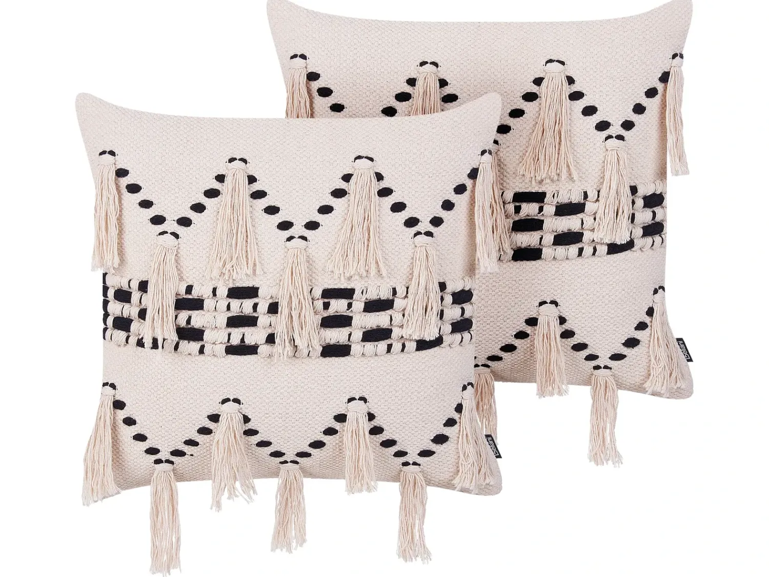 Beliani Set di 2 cuscini THONDI Cotone 45 x 45 cm Beige A strisce Beige Nero