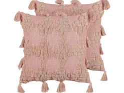 Discount Beliani Set di 2 cuscini TORENIA Cotone 45 x 45 cm Trama geometrica Rosa