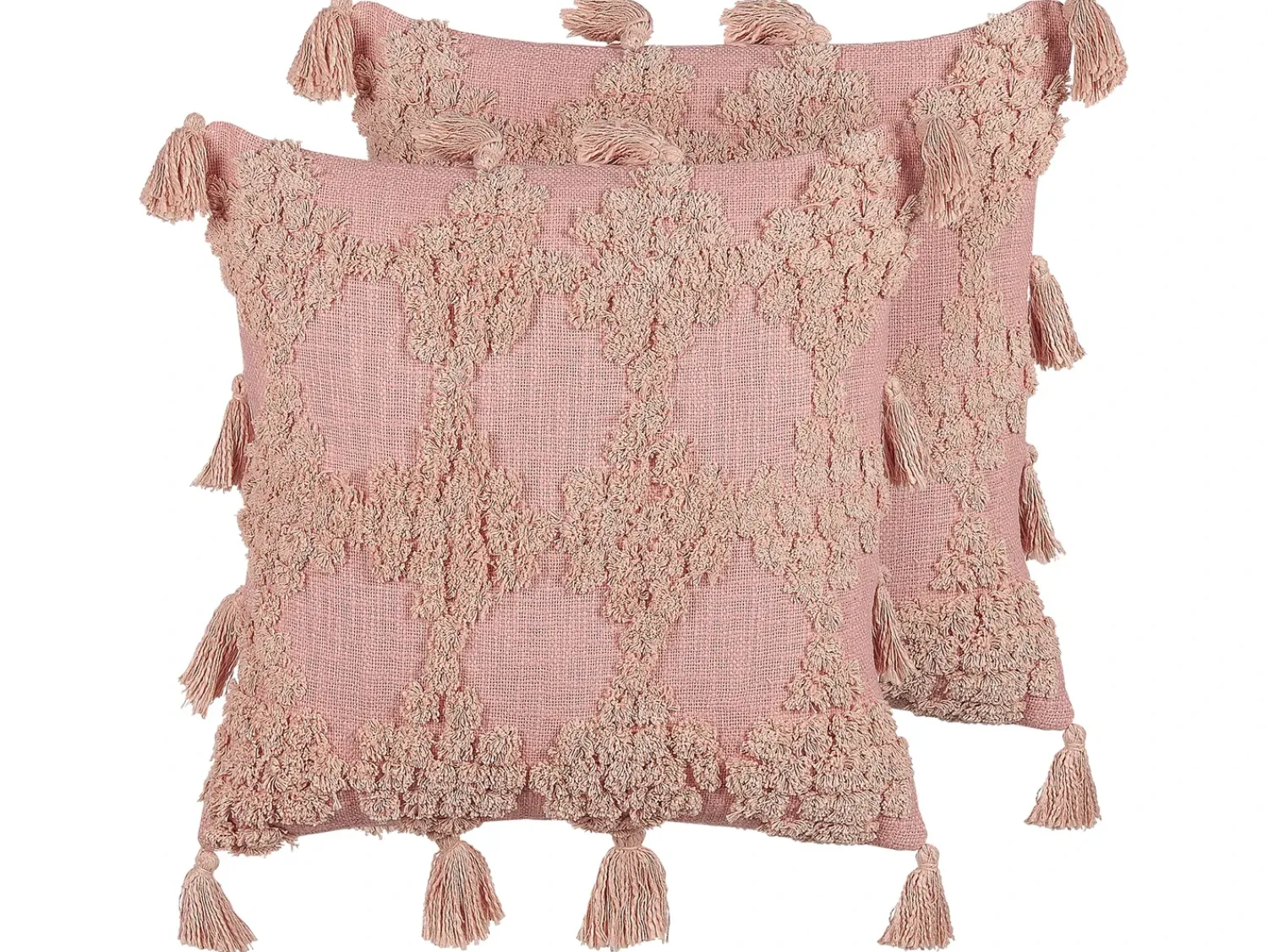 Discount Beliani Set di 2 cuscini TORENIA Cotone 45 x 45 cm Trama geometrica Rosa