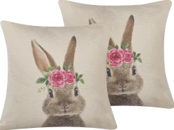 Hot Beliani Set di 2 cuscini TULIPA 45 x 45 cm Tortora Beige Grigio Marrone Rosa Verde