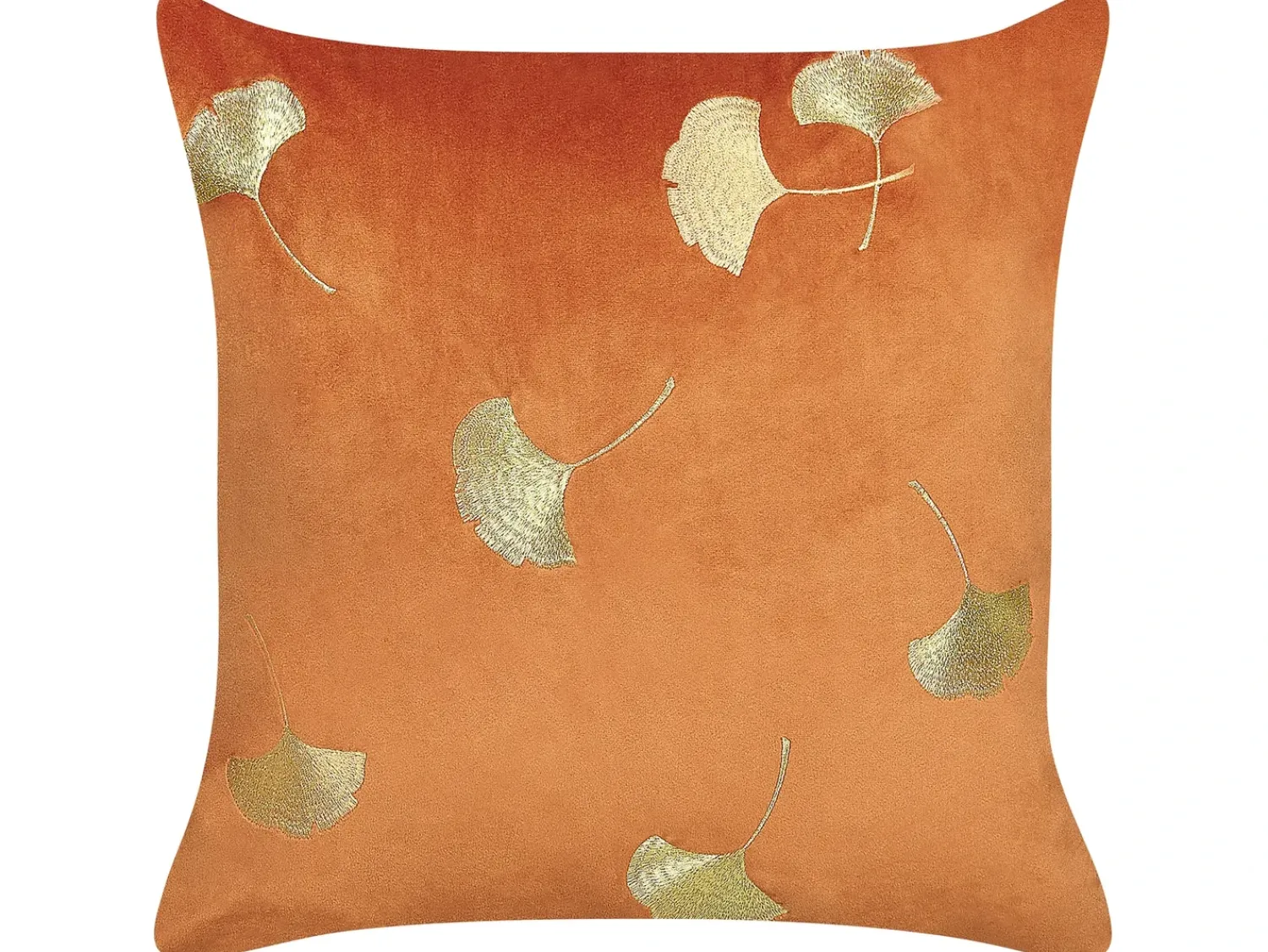 Beliani Set di 2 cuscini TULIP Velluto 45 x 45 cm Arancione Trama di piante Arancione Oro