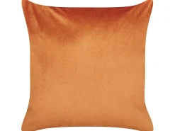 Beliani Set di 2 cuscini TULIP Velluto 45 x 45 cm Arancione Trama di piante Arancione Oro