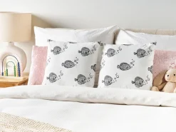 Beliani Set di 2 cuscini TWEEDIA Cotone 45 x 45 cm Bianco Bianco Nero