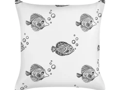 Beliani Set di 2 cuscini TWEEDIA Cotone 45 x 45 cm Bianco Bianco Nero