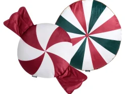 Hot Beliani Set di 2 cuscini TWIRL TREATS Velluto 55 x 55 cm 40 x 40 cm Multicolore Modello natalizio Bianco Rosso Verde