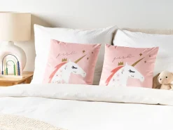 Best Beliani Set di 2 cuscini UNIOLA Velluto 45 x 45 cm Rosa Bianco Oro Rosa