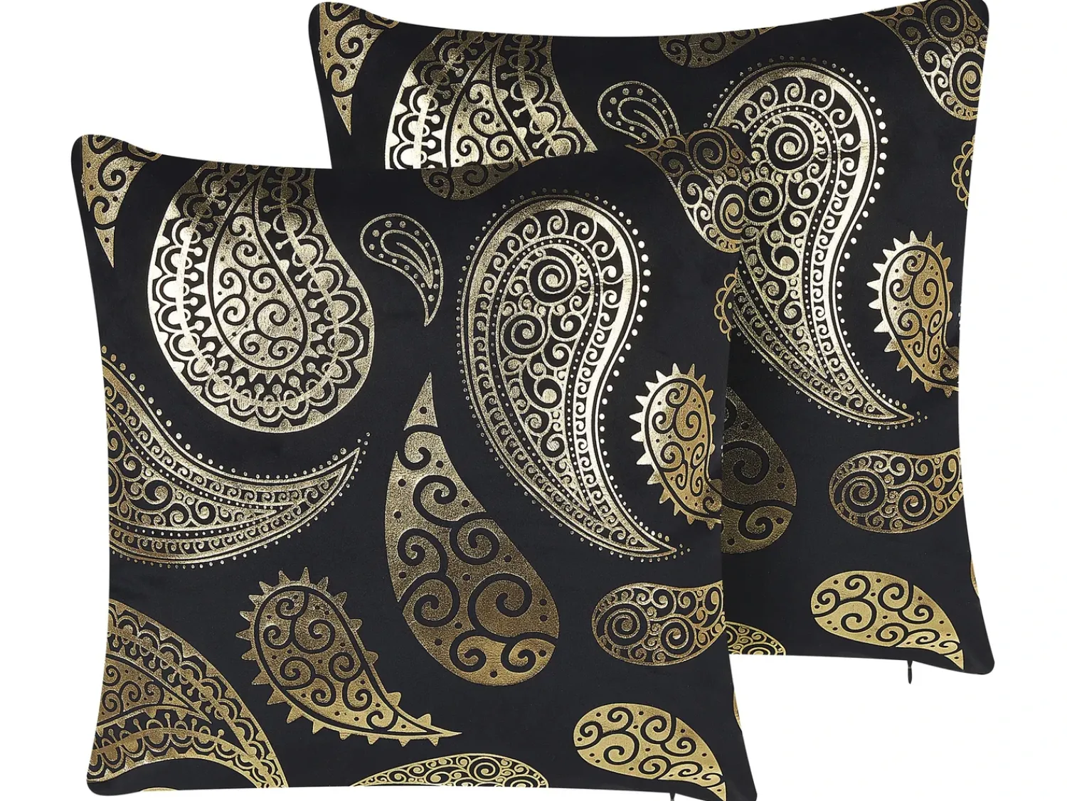Clearance Beliani Set di 2 cuscini URSINIA Velluto 45 x 45 cm Oro Trama orientale Oro Nero