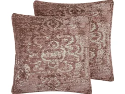 Hot Beliani Set di 2 cuscini VAKAYAR Cotone 45 x 45 cm Trama floreale Rosa
