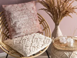 Hot Beliani Set di 2 cuscini VAKAYAR Cotone 45 x 45 cm Trama floreale Rosa