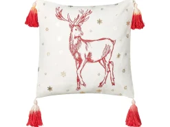 Best Beliani Set di 2 cuscini VALLOTA Cotone 45 x 45 cm Bianco Modello natalizio Bianco Oro Rosso
