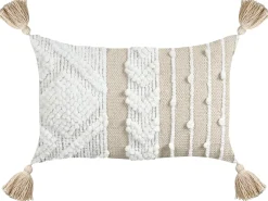 Hot Beliani Set di 2 cuscini VALVARIA Cotone 30 x 50 cm sporco Trama Chevron Bianco