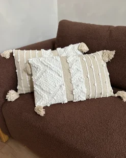 Hot Beliani Set di 2 cuscini VALVARIA Cotone 30 x 50 cm sporco Trama Chevron Bianco