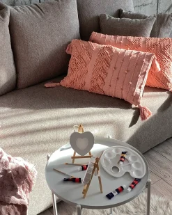 Outlet Beliani Set di 2 cuscini VALVARIA Cotone 30 x 50 cm pesca Trama Chevron Rosa