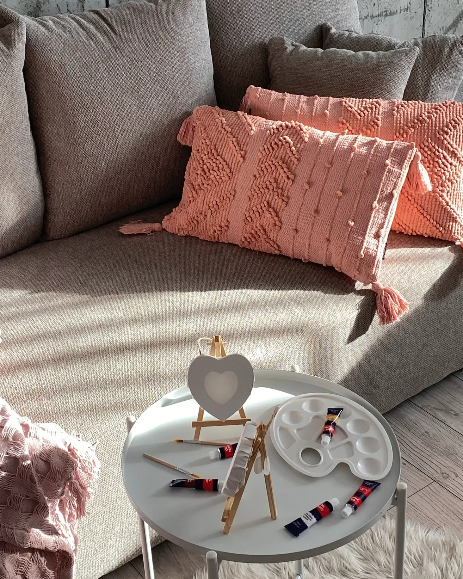 Outlet Beliani Set di 2 cuscini VALVARIA Cotone 30 x 50 cm pesca Trama Chevron Rosa