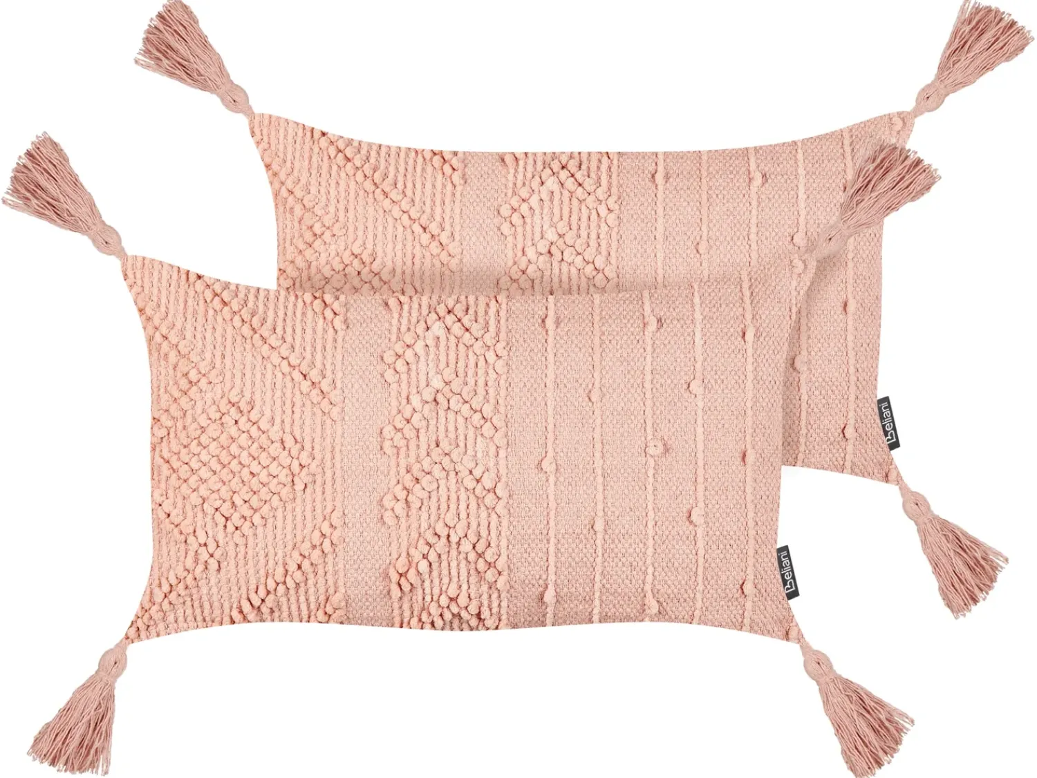 Outlet Beliani Set di 2 cuscini VALVARIA Cotone 30 x 50 cm pesca Trama Chevron Rosa