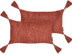 Best Beliani Set di 2 cuscini VALVARIA Cotone 30 x 50 cm Trama Chevron Rosso