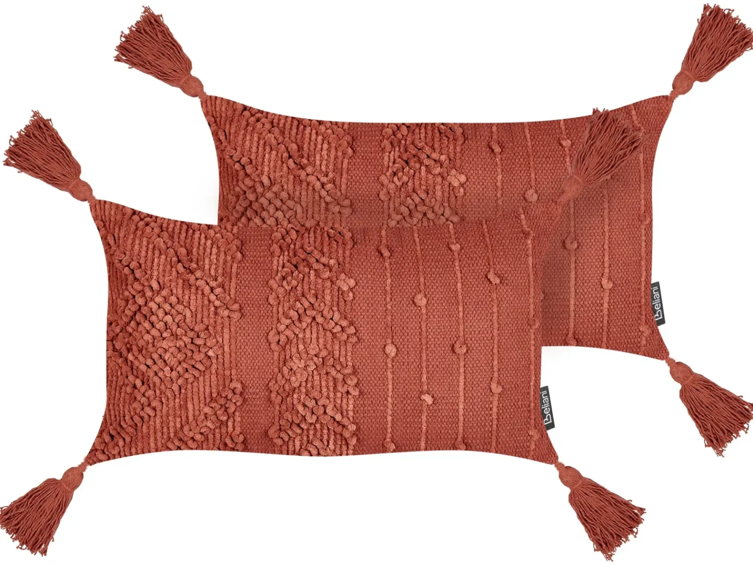 Best Beliani Set di 2 cuscini VALVARIA Cotone 30 x 50 cm Trama Chevron Rosso