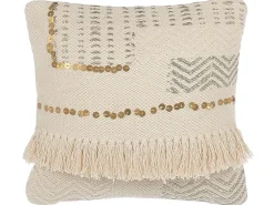 Discount Beliani Set di 2 cuscini VAYALI Cotone 45 x 45 cm A strisce Beige