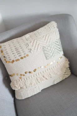 Discount Beliani Set di 2 cuscini VAYALI Cotone 45 x 45 cm A strisce Beige