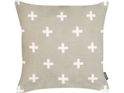 Best Beliani Set di 2 cuscini VELLEIA Cotone 45 x 45 cm Tortora Trama geometrica Bianco Beige