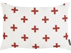 Clearance Beliani Set di 2 cuscini VELLEIA Cotone 50 x 35 cm Bianco Trama geometrica Bianco Rosso