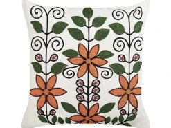 New Beliani Set di 2 cuscini VELLORE Cotone 50 x 50 cm Multicolore Trama floreale Arancione Bianco Nero Verde Multicolore