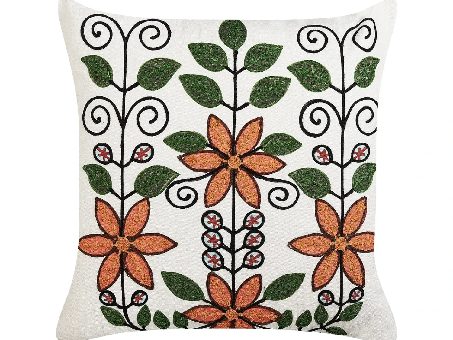 New Beliani Set di 2 cuscini VELLORE Cotone 50 x 50 cm Multicolore Trama floreale Arancione Bianco Nero Verde Multicolore