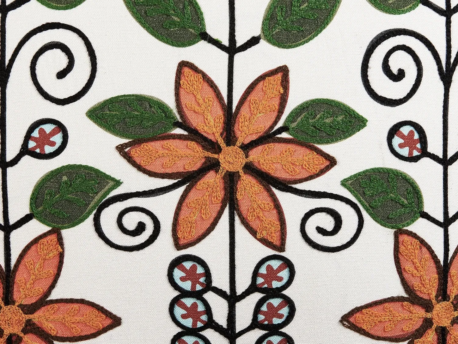 New Beliani Set di 2 cuscini VELLORE Cotone 50 x 50 cm Multicolore Trama floreale Arancione Bianco Nero Verde Multicolore