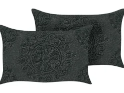 Sale Beliani Set di 2 cuscini VELOOR Cotone 30 x 50 cm scuro Trama orientale Grigio